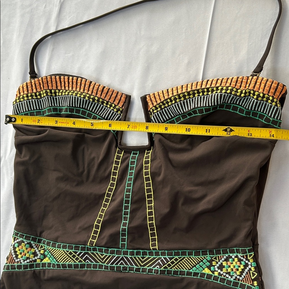Nanette Lepore Brown with colorful details. Mayan Rivera One Piece Swimsuit - Picture 9 of 14